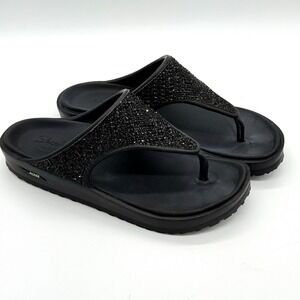 Skechers Womens Cali Breeze 2 Size 7 Flip Flop‎ Thong Sandals Black Rhinestone